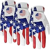 Amy Sport Golf Gloves Men Right Handed Golfer Left Hand Leather with Ball Marker Value 3 Pack, Color Leather Glove All Weather Grip Comfortable, Fit Size Small Medium Large XL