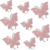 ZIMISI 8PCS Bling Butterfly Car Decals, Self-Adhesive Butterfly Stickers for Women, Crystal Rhinestone Car Bumper Stickers, Automotive Decoration Accessories for Vehicle Window Bumper Laptop (Pink)
