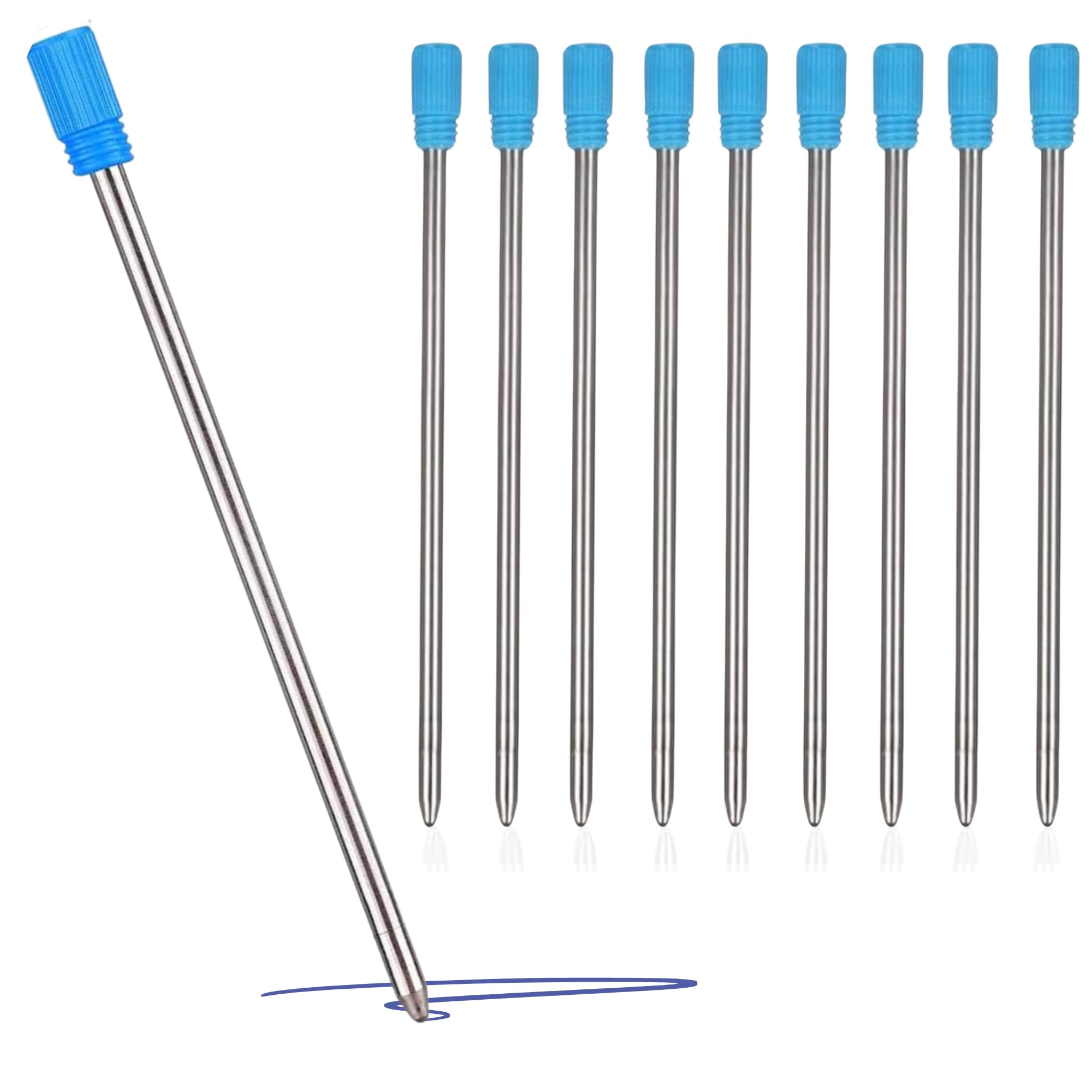 10 x 2.75 Blue Ballpoint Pen Refills for Swarovski Pens, 7cm Blue Ink Refills Compatible with Swarovski Crystal Element and Diamond Crystal Stylus Ballpoint Pens (10)
