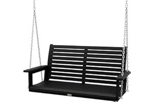 YEFU Hanging Porch Swing Outdoor,2-Seat Patio Swing Bench,All-Weather Swing Chair with Hanging Chains,Look Like Real Wood,for Garden and Courtyard,660LBS Weight Capacity,4FT,Black