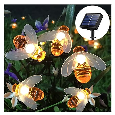 HAWEE Solar Honey Bee String Lights 8 Model 30 Led For Outdoor Garden Decorations (Yellow_LD-AW758)