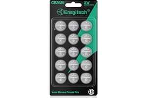 Enegitech CR2025 Lithium Coin Batteries Button 2025 3V Lithium Battery Use in Key Fobs, Fitness Watches, 3D Glasses, Calculators, Remote Controls, Thermometers (15 Pack)