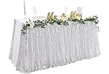 Silver Table Skirt 6ft Spakly for Rectangle Table