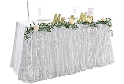 Silver Table Skirt 6ft Spakly for Rectangle Table
