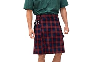 RUNCATI Mens Utility Kilt Pin Scottish Tartan Apparel Black & Irish Hybrid Royal Stewart Pockets Kilts