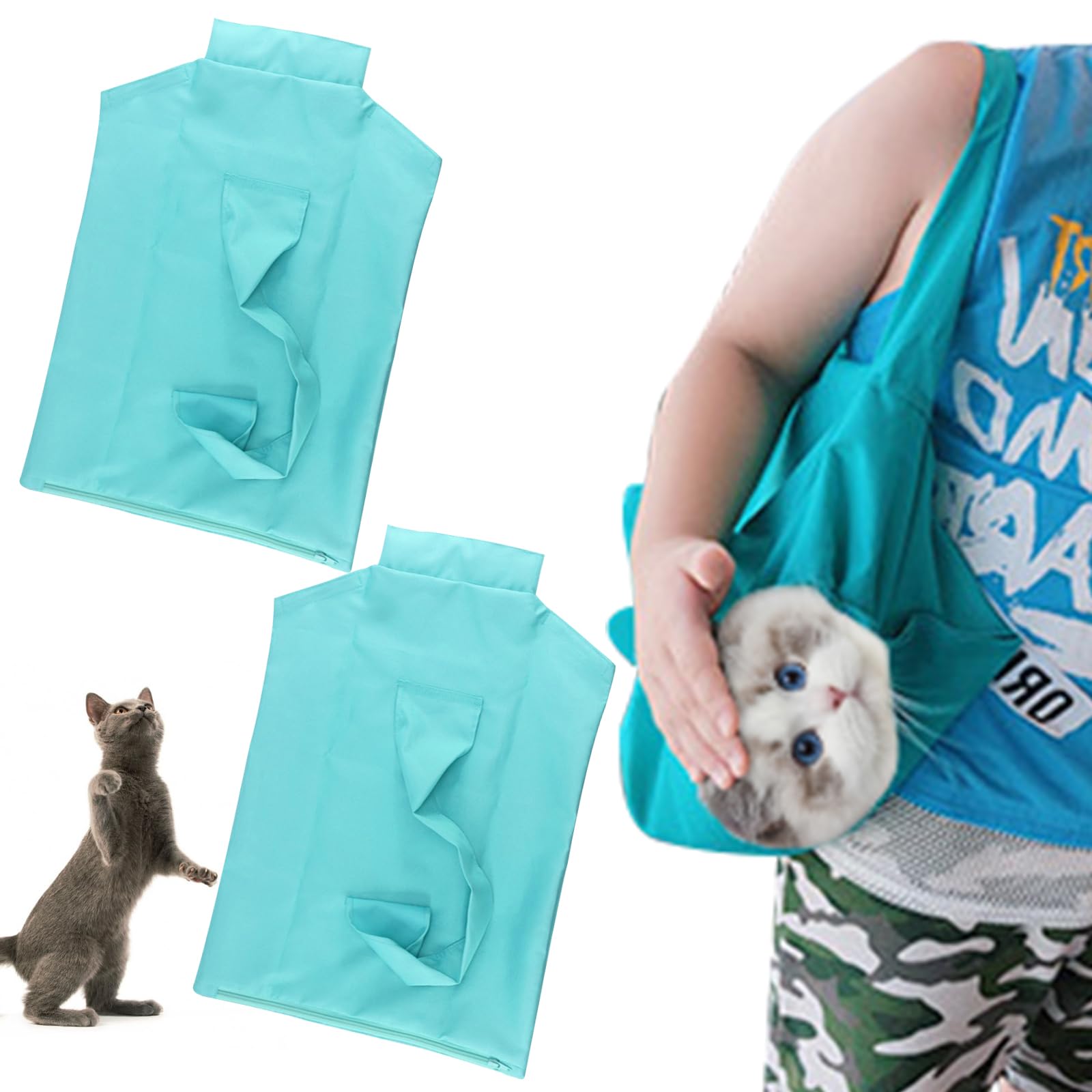 Photo 1 of Cat Carrier Pouch,Cat Pouch Cozy Comfort Carrier,Anti-Scratching CatCarrier PouchBag Nail Trimming,Large CatCarrier Restraint Bag for Medication,Administration,Grooming, 2 PCS