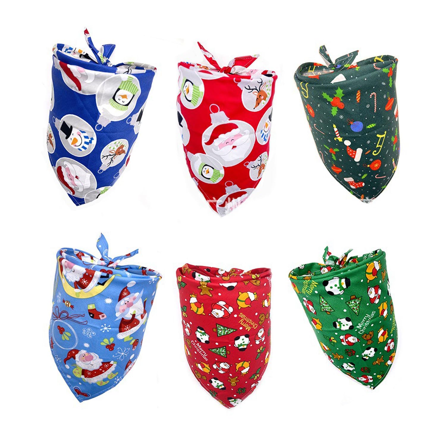 Bohue 6pcs Christmas Dog Bandana Triangle Bandana Washable Triangle Dog Kerchief Scarf Christmas Triangle Bib Xmas Pet Costume Accessory for Pet