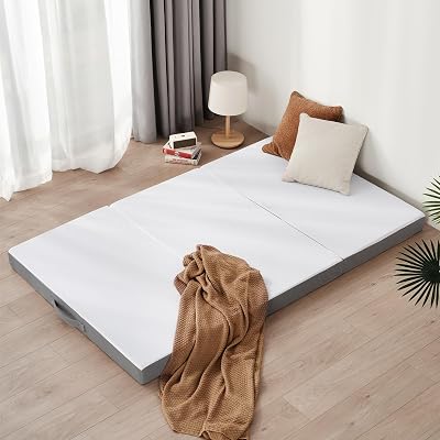 - Colchón Plegable, colchón de Suelo, colchón Plegable de 3 Piezas, Espuma Extra Gruesa, Esponja de Alta Densidad de una dureza H3, Oeko Tex Standard, 90 x 195 x 10 cm