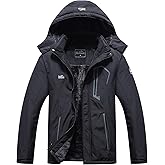 Pooluly Men's Ski Jacket Warm Winter Waterproof Windbreaker Hooded Raincoat Snowboarding Jackets