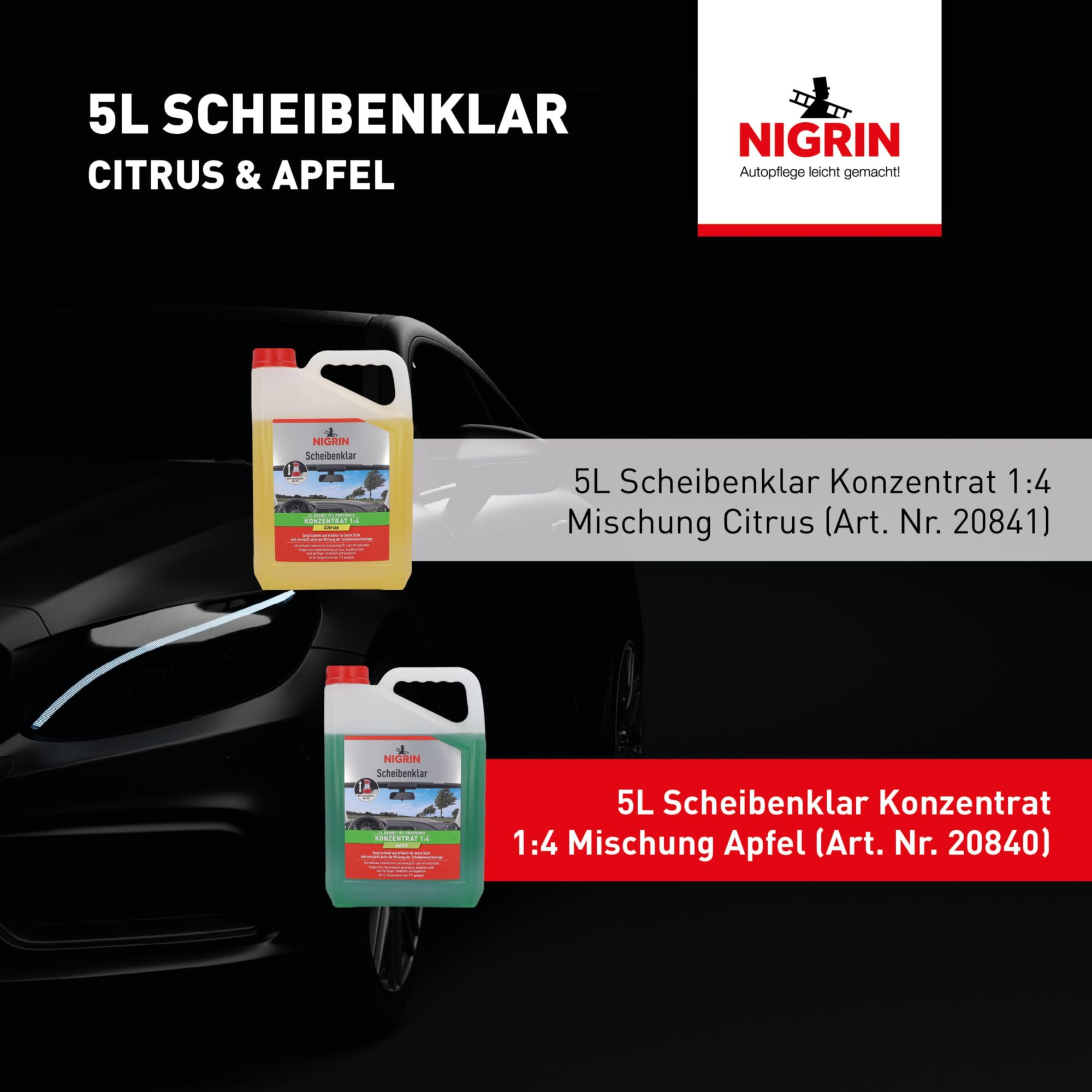 NIGRIN Scheibenklar Konzentrat 1:4 Apfel | 3 Liter | Reinigungszusatz für Autoscheiben und Scheinwerfer | integrierte Ausgießhilfe | entfernt Insekten, Fett | schlierenfrei | sehr ergiebig | ab 5°C 7