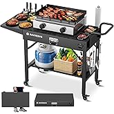 Raynesys 440lbs Outdoor Folding Grill Cart, Blackstone Griddle Stand | Griddle Table Stand for Onni, Food Prep Table with Wheels for Outdoor BBQ Camp Grill Stand, 31"W x 17"D, 2-Tier
