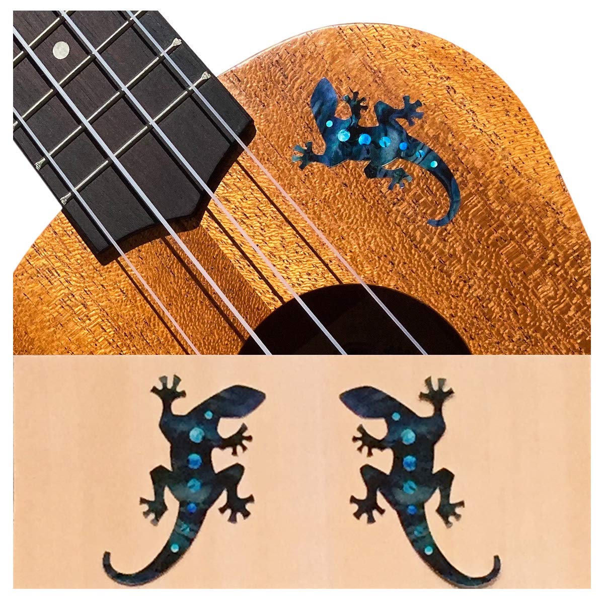 Inlay Stickers for Guitars & Bass - Lizard (L&R Set) - Black Pearl, B-201LZ-BP-LR