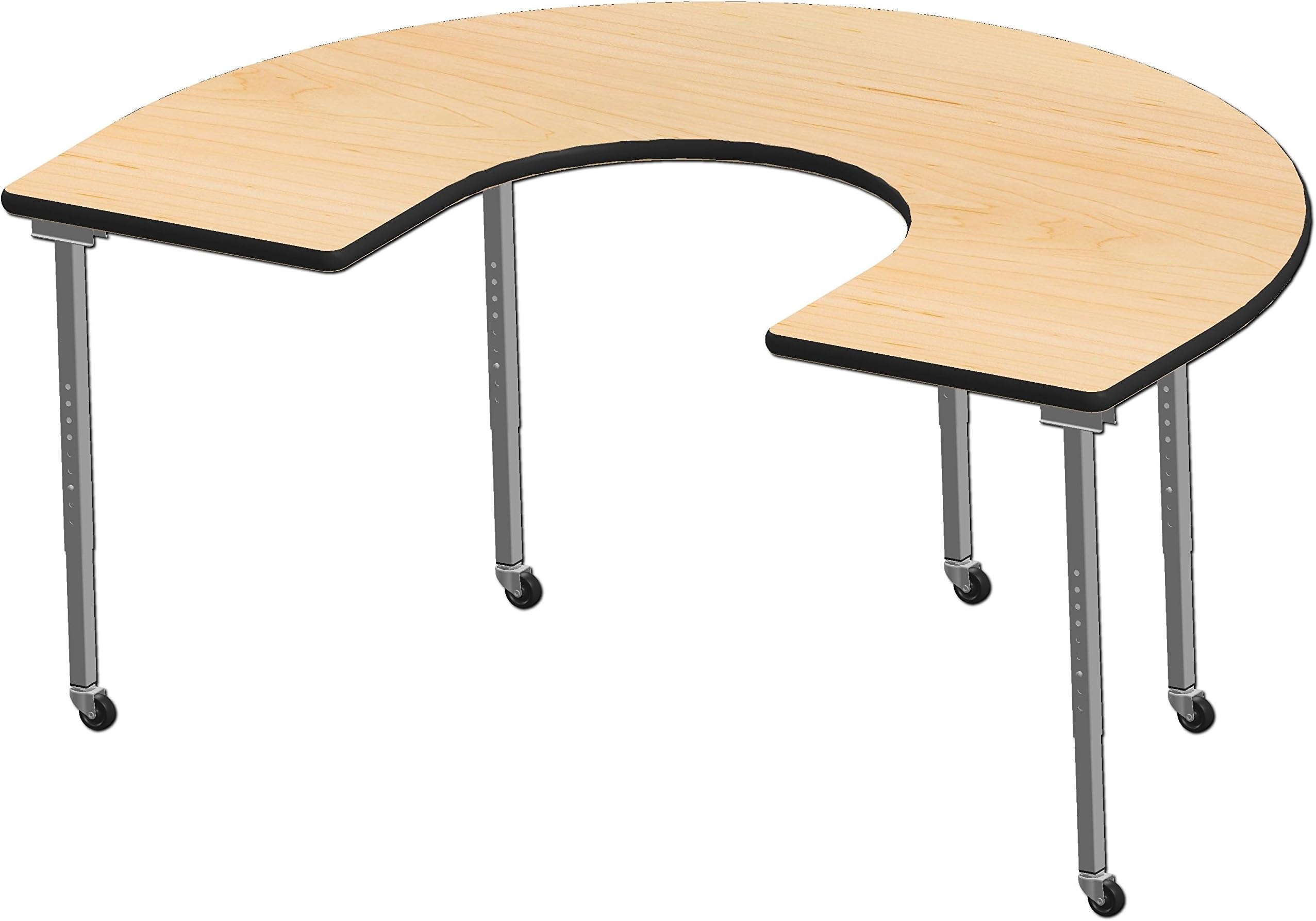 AmTab - AS6001C - Wheelchair Accessible, Managed Care, Feeder Activity Table, Horseshoe, Casters, 48" W x 72" L x Adjustable 26" to 34" H, Multiple Color Options Available