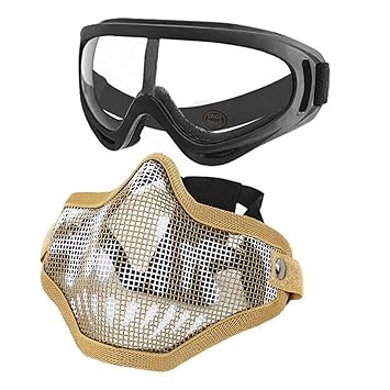 Airsoft Half Face Mask Steel Mesh And Goggles Set Skull Tactical Equipment Paint Goggles Masks