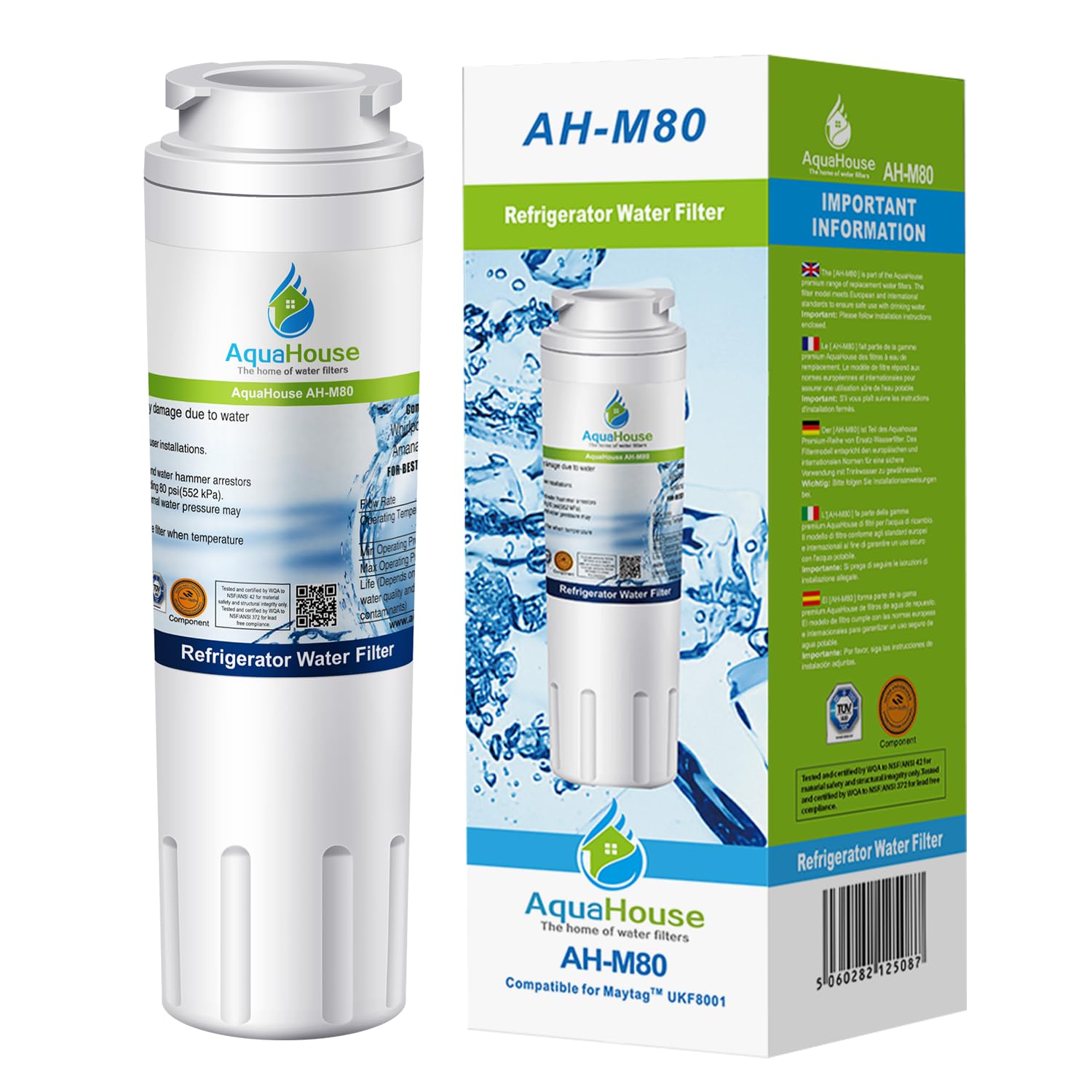 AquaHouse AH-M80 Compatible Water Filter for Maytag UKF8001, UKF8001AXX, Puriclean II PUR, Amana, Admiral, KitchenAid, Kenmore