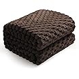 Excervent Flannel Fleece Throw Blanket (50x70 inches), Hexagon Jacquard Decorative Fuzzy Blankets for Household, Camping, and Travel, Super Soft Cozy, Suitable for All Seasons, Brown