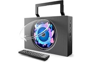 ROADOM Portable CD Player Boombox with Bluetooth - Rechargeable CD Player with FM Radio, USB, AUX, Remote Control - Stereo Sound System with 4000mAh Battery - Supports CD/CD-R/CD-RW/MP3/WMA