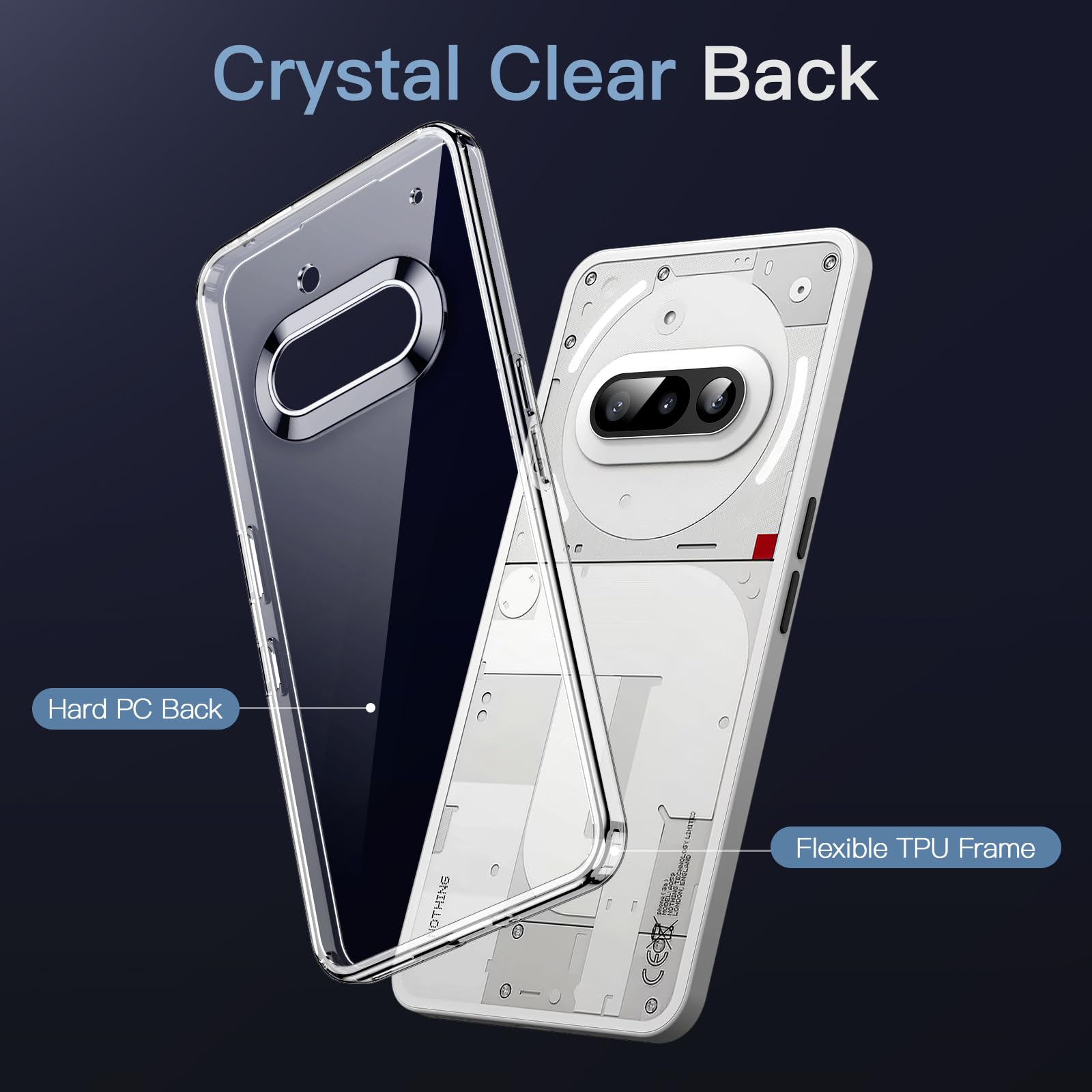 SEAHAI Trasparente Cover per Nothing Phone (2), Ultra Sottile ed Elegante AntiGraffio Antiurto Anti Scivolo Plastica Dura PC + TPU Silicone Bumper Custodia, Nero