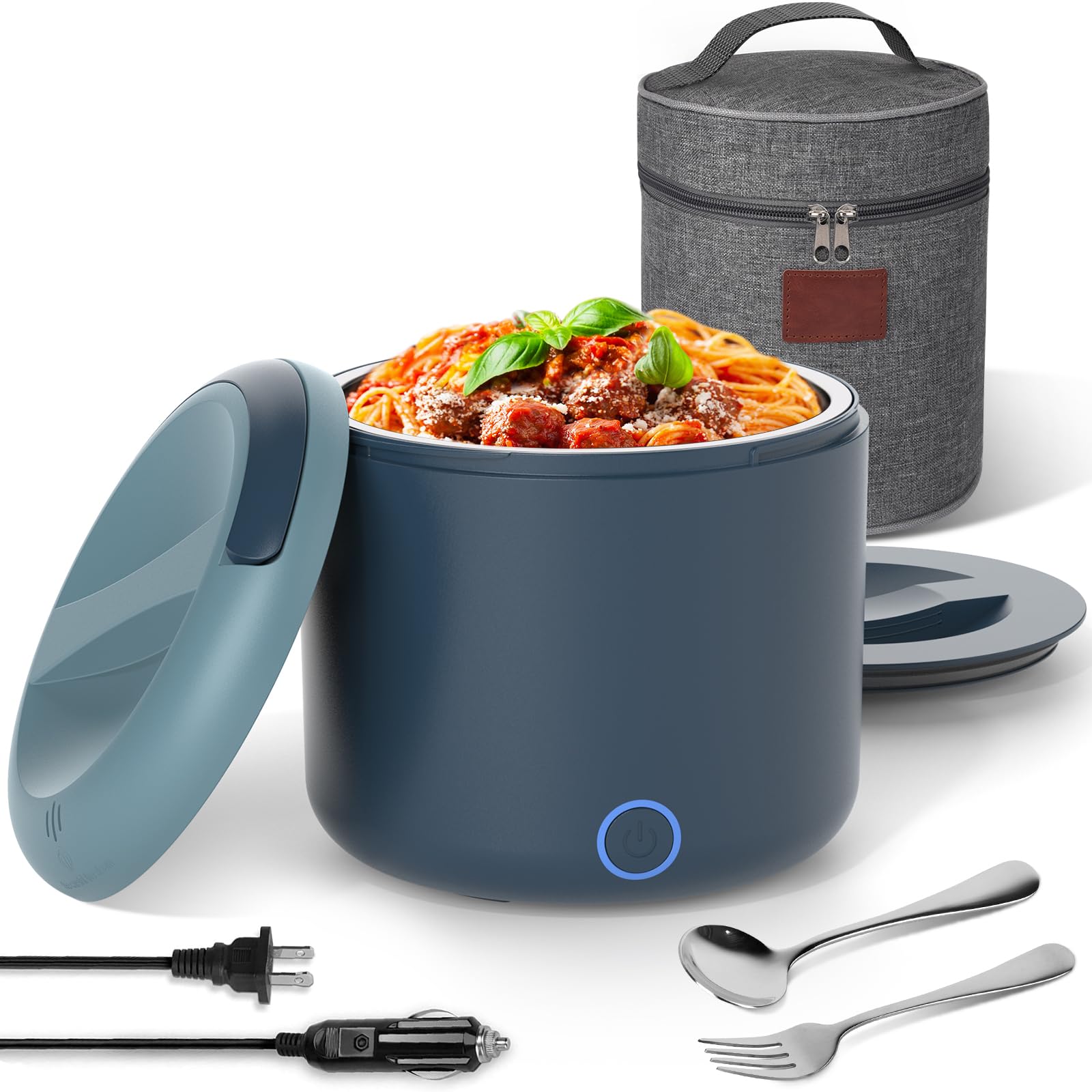 Photo 1 of WisaKey 41oz Electric Lunch Box Food Warmer – 100W Leakproof Portable Heated Lunch Container for Office, Car, Truck, Camping, 12V/24V/110V/220V Meal Prep Heater, Driver Trucker Gift For Women Men