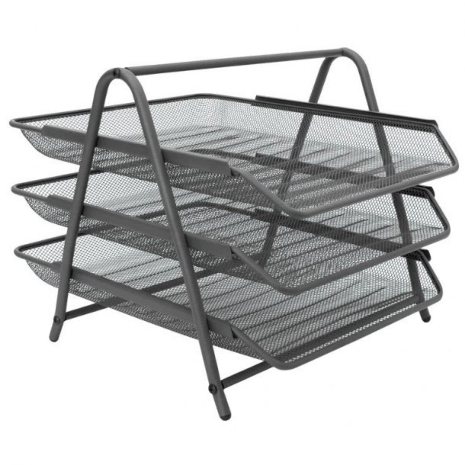 Raylu Paper - Letter and Document Tray, Desk Organizer, 3 Easy Access Metal Trays, A4 Size 30 x 27 x 35 cm, Graphite