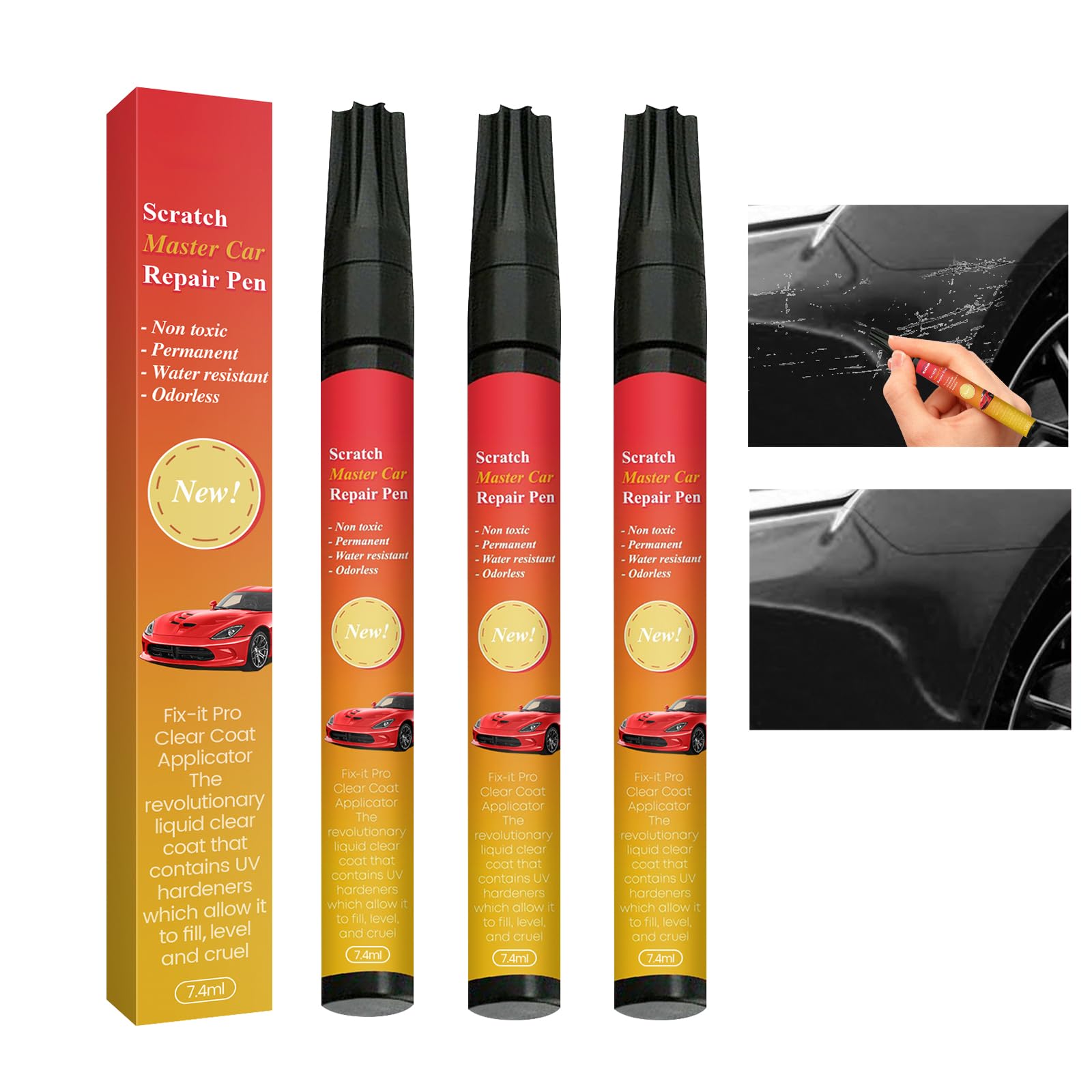 Photo 1 of 3pcs All Cars Magic Pen for Car Scratches, Magic Car Scratch Removal Pen, Weatherproof Touch up Paint Pen, Car Paint Scratch Remover Pen