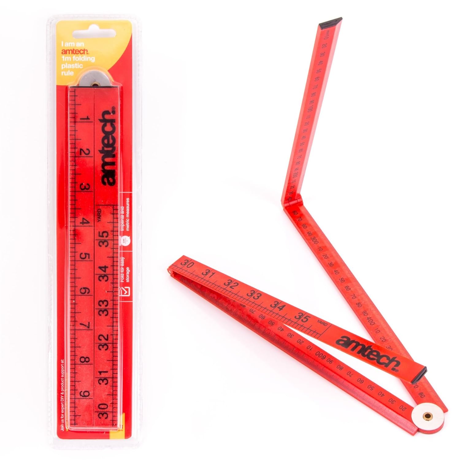 1m Plastic Folding Ruler With Metric & Imperial Markings Rules, Squares
