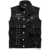 JUDIGODR Denim Vest Men Lapel Sleeveless Slim Fit Retro Ripped Casual Jean Vest for Men's