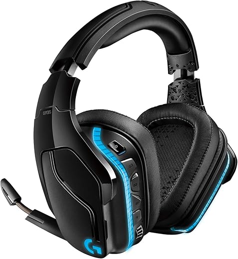 Logitech G935 Cuffie Gaming RGB Wireless, Audio Surround 7.1, Cuffie DTS: X 2.0, Driver Pro-G 50 &lrm;mm, 2.4 GHz Wireless, Microfono Flip-to-Mute, Tasti G, PC/Mac/Xbox One/PS4/Nintendo, Nero