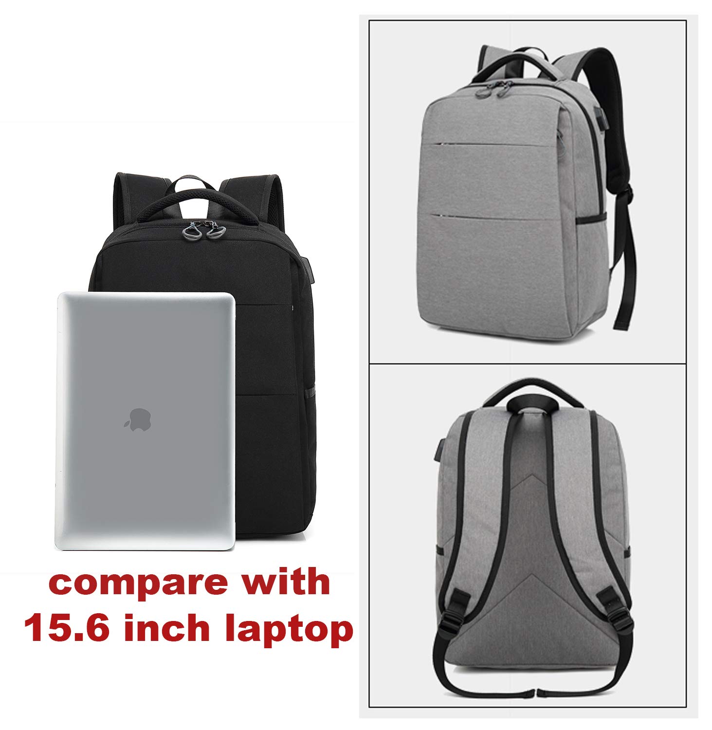 Business Travel Backpack, Laptop Backpack with USB Charging Port for Men Womens Boys Girls, Anti-Theft Water Resistant College School Bookbag Computer Backpack Fits 15.6 Inch Laptop & Notebook