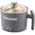 Elite Gourmet Noodle Express™ Hot Pot, Prepare Ramen, Rice, Soups, Stews, Boil Water, Stainless-Steel Interior, Glass Lid, Hi