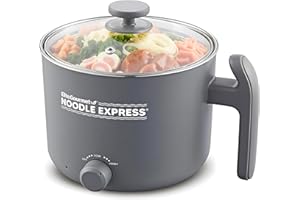 Elite Gourmet Noodle Express™ Hot Pot, Prepare Ramen, Rice, Soups, Stews, Boil Water, Stainless-Steel Interior, Glass Lid, Hi