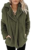 Angashion Women's Long Sleeve Lapel Faux Fur Button Oversized Warm Winter Jacket Coat Outwear with Pockets