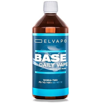 Elvapo BASE - Daily Vape | 1000ml / 1L | 50/40/10 (PG/VG/H2O) | Basisliquid für das Mischen von E-Liquids mit Aromen (für E-Z