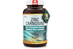 Herba Zinc Carnosine Supplement – 90 Capsules | 150mg Per Serving (75mg Per Capsules) | Premium Quality | Made in Canada