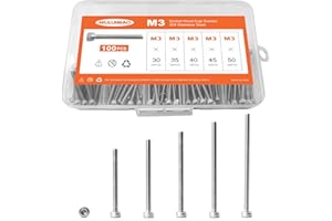 NIULUNBAO M3 x 30mm 35mm 40mm 45mm 50mm Hex Socket Head Cap Screws Bolts, 304 Stainless Steel, Metric Machine Fully Threaded,