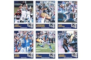 2019 Panini Score Football Veteran Carolina Panthers Team Set of 10 Cards: Cam Newton(#253), Christian McCaffrey(#254), Luke Kuechly(#255), Julius Peppers(#256), DJ Moore(#257), Greg Olsen(#258), Devin Funchess(#259), Mike Adams(#260), Shaq Thompson(#261), Mario Addison(#262)