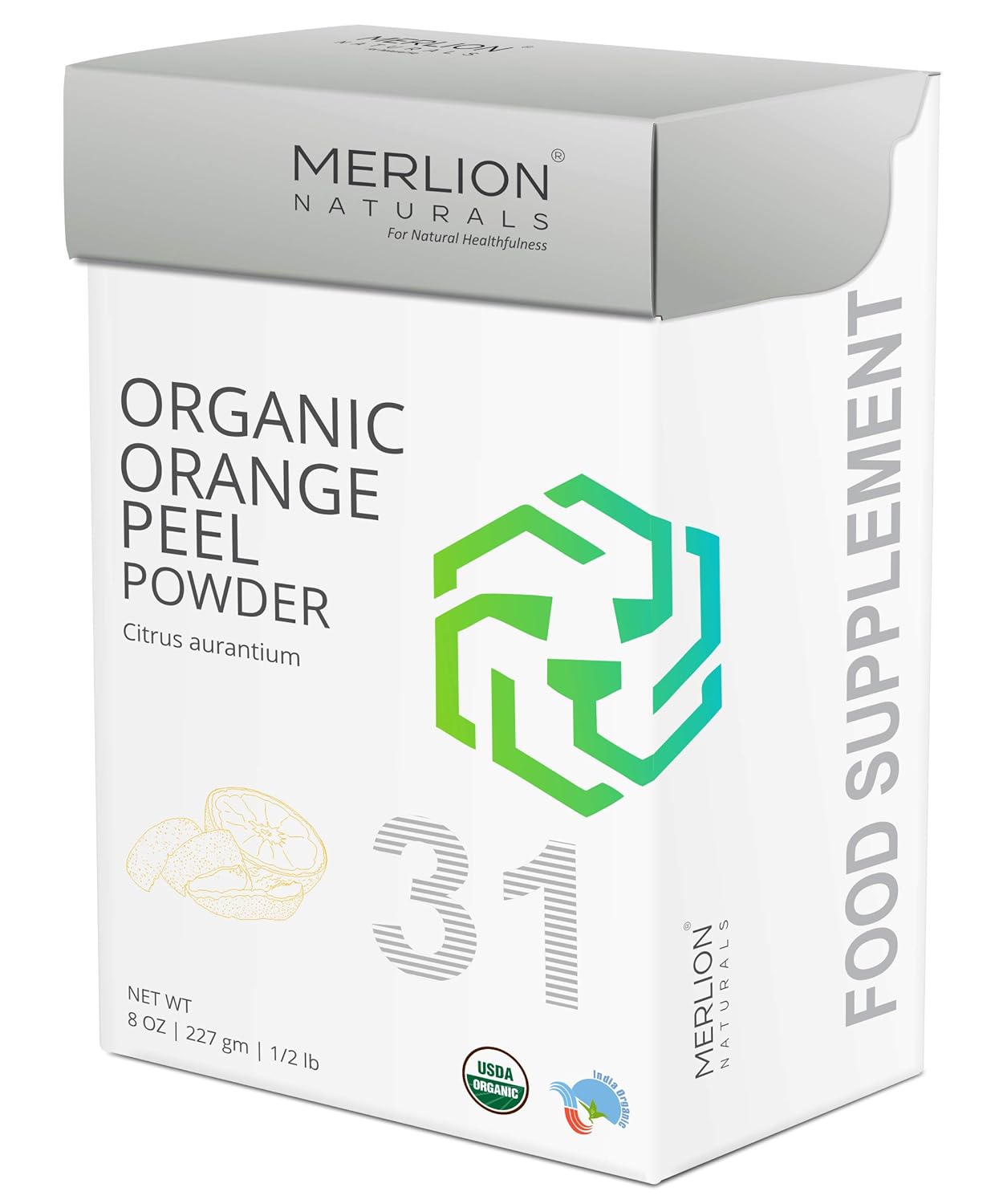 Organic Orange Peel Powder by Merlion Naturals | Citrus aurantium (8 OZ)