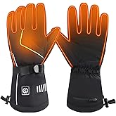 SNOWYES Heated Ski Gloves for Men & Women, 4000mAh Rechargeable Electric Gloves, Waterproof Windproof Touchscreen Winter Hand Warmers for Skiing, Hiking, Cycling & Camping