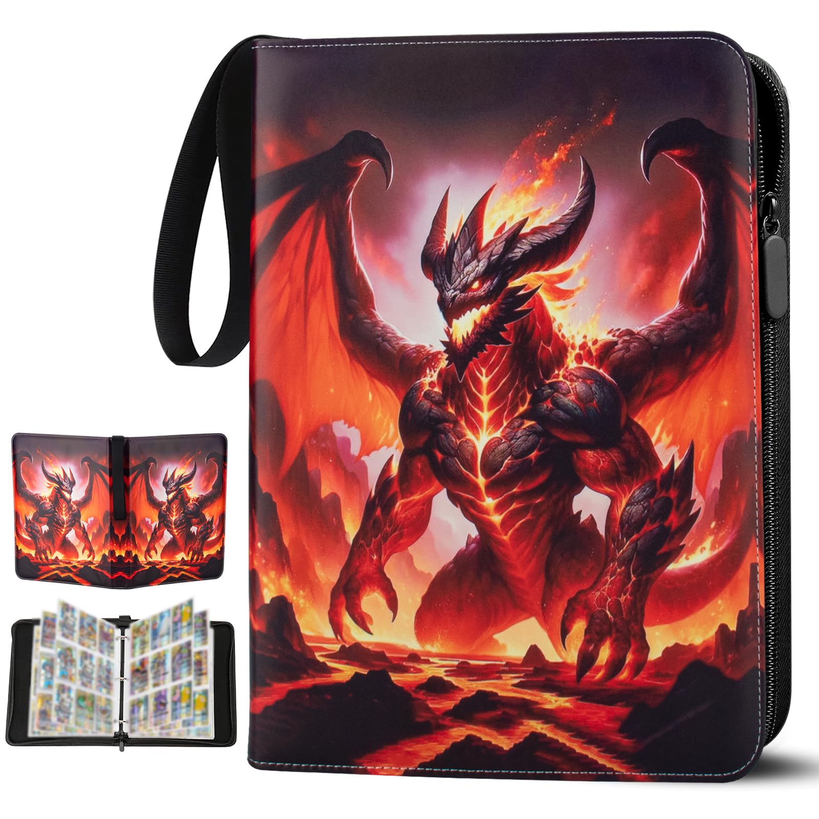 Card Binder for Kids,9 Pocket Trading Card Album Folder with Sleeves Holds Up to 900 Cards,Card Holder with Zipper for Boys Girls