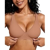 Deep V Wireless Jelly Bras for Women Push Up Bralette Seamless No Underwire Support T-Shirt Comfort Plunge Full Coverage