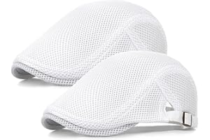 Taidor 2 Pack Men's Mesh Cap Breathable Summer Newsboy Hat Adjustable Beret Ivy Cap Irish Cabbie Driving Hunting Hats