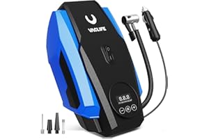 VacLife Tire Inflator Portable Air Compressor - Air Pump for Car Tires - 12V DC Compact Tire Pump with Auto Shutoff Function - Multipurpose Car Accessory with LED Light, Blue