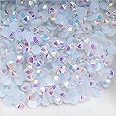 Flatback Rhinestones Round Gems for Nails Art and Crafts 4000Pcs SS12 3mm AB Crystals Glitter Stone DIY Bags Clothes Shoes (White AB)