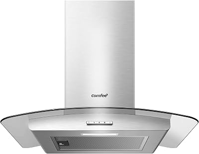 COMFEE' 60cm Chimney Cooker Hood GLAV17SS-60 Stainless Steel with LED Light