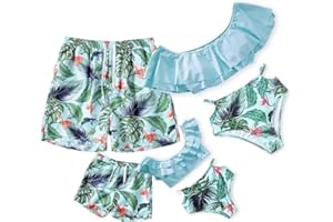IFFEI Family Matching Swimsuits Two Pieces Ruffles Bikini Set Mommy and Me Bathing Suits