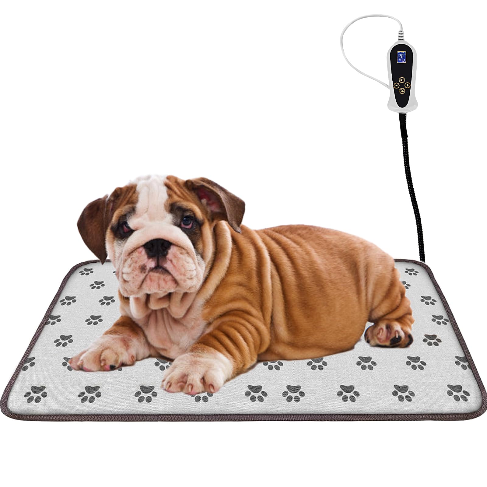 Photo 1 of Pet Heating Pad for Cats Dogs with Timer Temperature Adjustable, Electric Heating Mat Indoor, Adjustable Warming Mat, Waterproof Heated Bed with Chew Resistant Steel Cord?Pet Heated Mat
