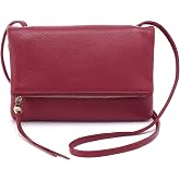 HOBO Grant Leather Small Foldover Crossbody Bag with Crossbody &amp; Shoulder Strap, Zip Pocket, Card Compartment