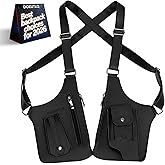 Leather Double Shoulder Armpit Bag for Men Underarm Concealed Rover The Holste Vest for Mens Adjustable Leather Bag (Black)