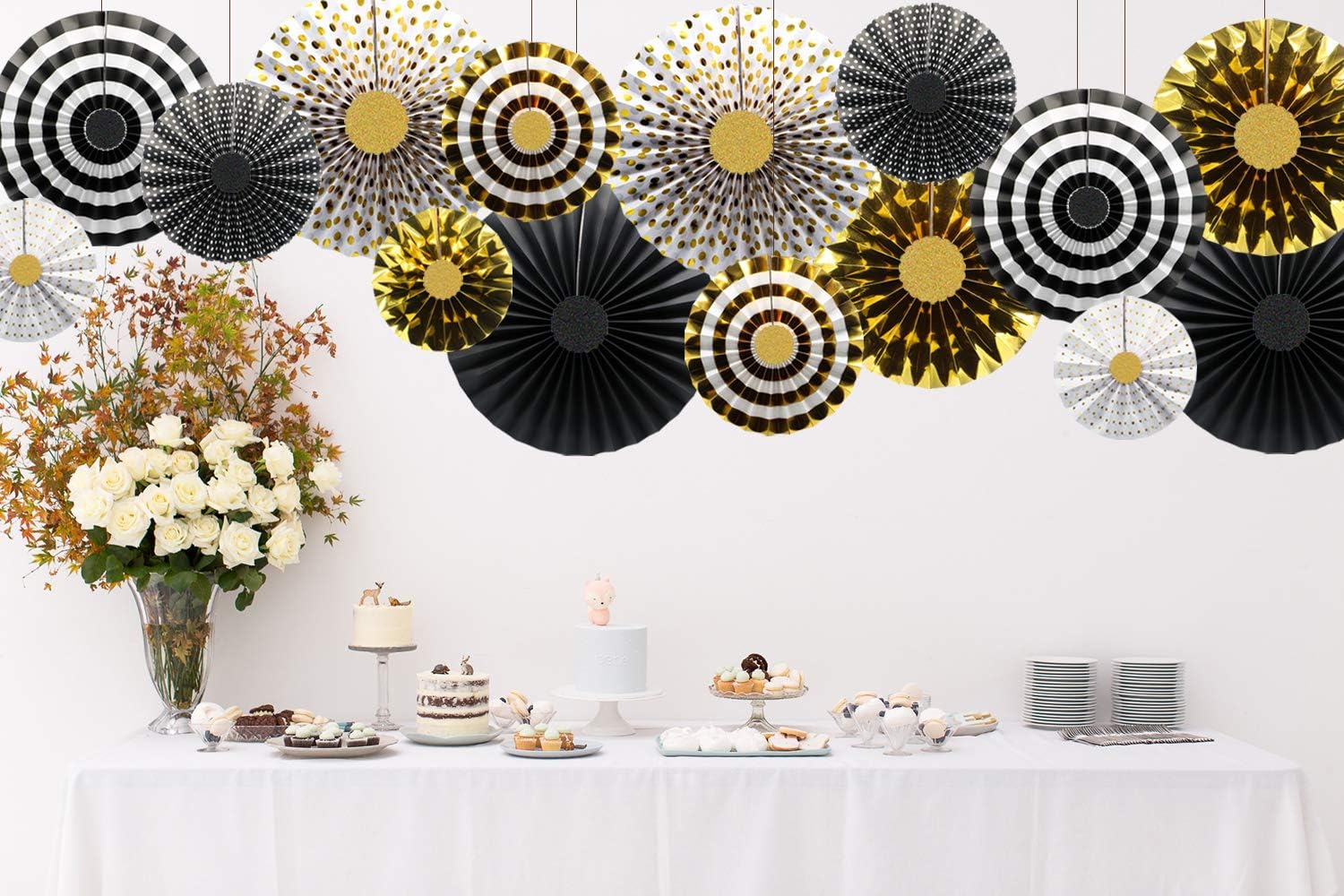 KAXIXI Party Hanging Paper Fans Decorations, Wedding Birthday Bachelorette Bridal Shower Party Ceiling Hangings Gender Reveal Baby Shower Party Decorations, 8pc: Home & Kitchen