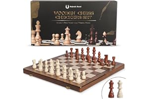 FEIERYA Chess Magnetic Chess Set,15" Wooden Chess Board Ggame,2 Queen Pieces with Magnetic Design,Folding Board Individual Piece Storage Slot and Storage Bag,Suitable for Beginners All Chess Lovers 3